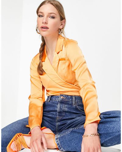 Vila Wrap Crop Shirt - Orange