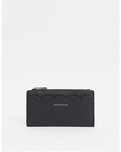 Paul Costelloe Leather Purse With Scalloped Edge - Black
