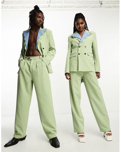 Sister Jane Unisex Tailored 70s Suit Trouser Co-ord - Green