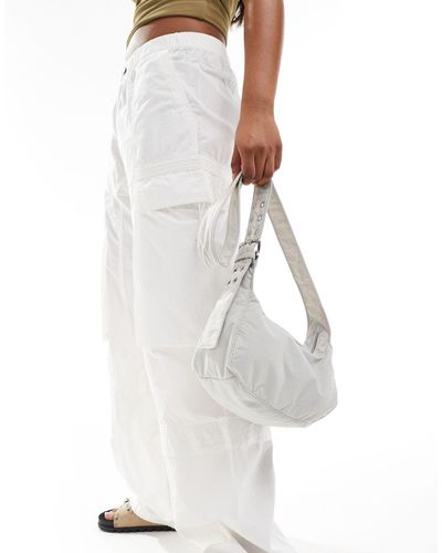 ASOS Boxy Sling Crossbody Bag With Eyelet Detail - White
