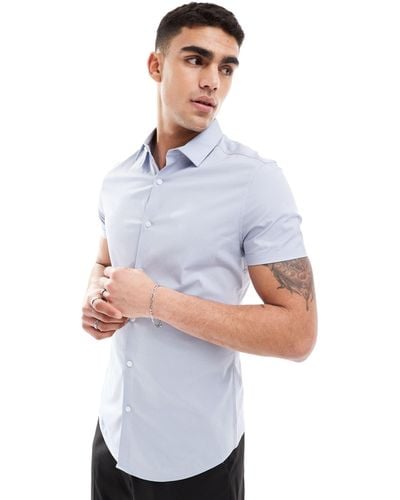 ASOS Skinny Fit Shirt With Roll Sleeves - White