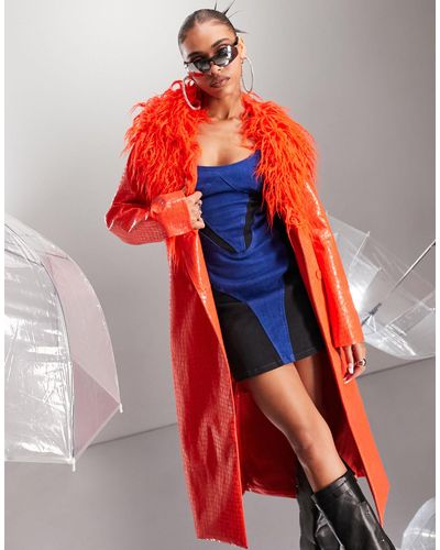 Asyou sculptured longline coat in black Clearance