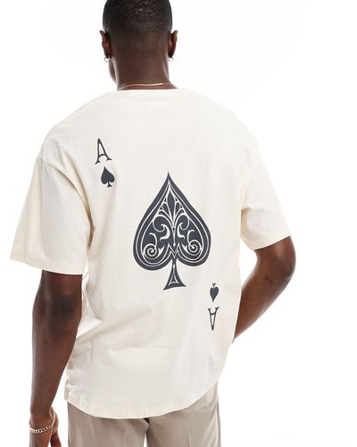 ADPT Oversized T-shirt With Ace Of Spades Back Print - Natural