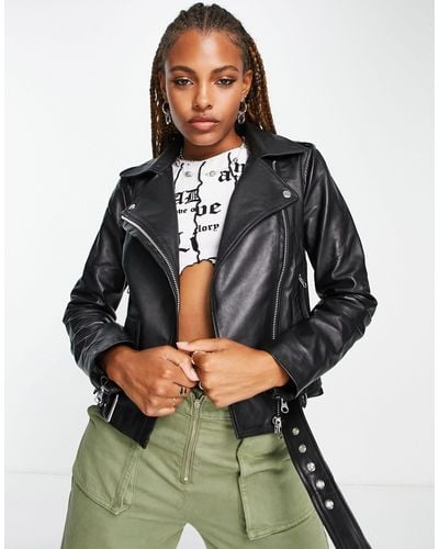 Object Real Leather Jacket - Black