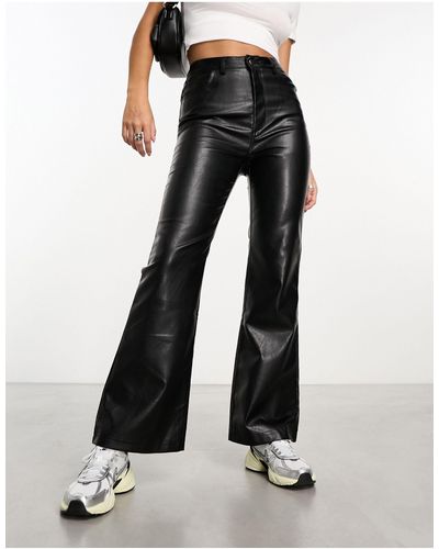 Reclaimed (vintage) Faux Leather Flare Trouser - Black