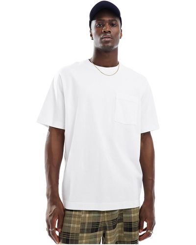Abercrombie & Fitch T-shirt premium pesante bianca con tasca - Bianco