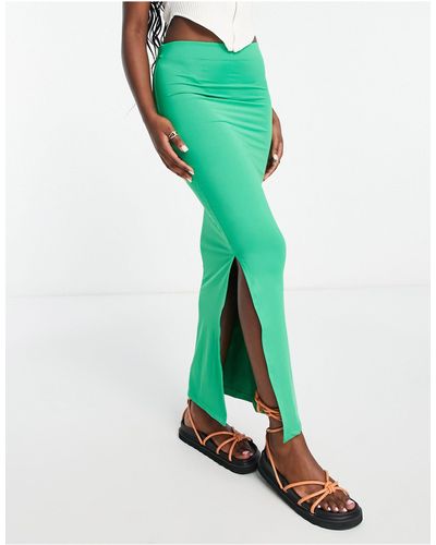Monki Jersey Midaxi Skirt - Green