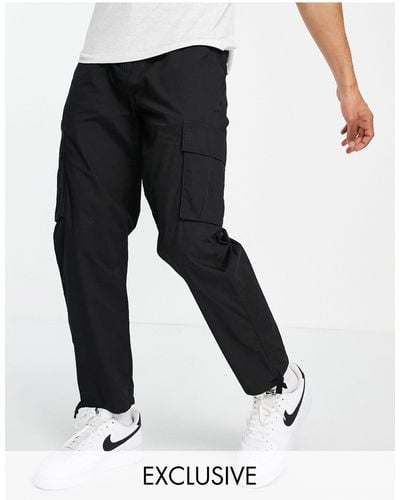 New Look Pantalon cargo droit en tissu indéchirable - Noir