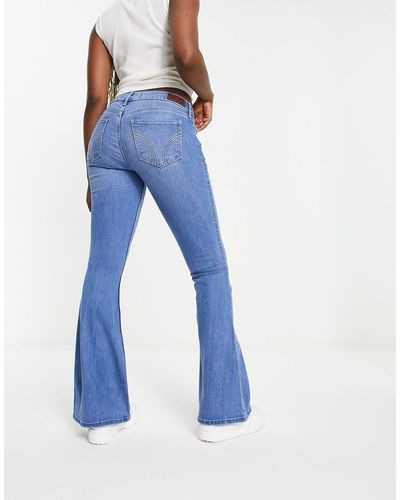 Hollister Topshop - jeans a zampa a vita bassa medio - Blu