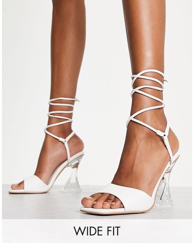 TOPSHOP Wide Fit Rilee Two Part Ankle Tie Sandal - White