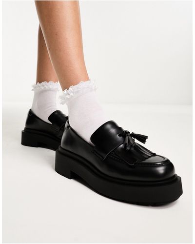 Monki – e loafer mit dicker sohle - Schwarz