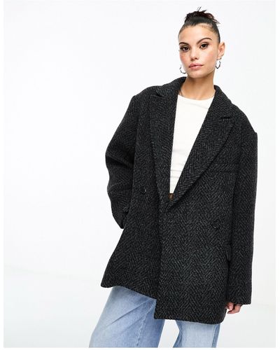 Weekday Carla Oversized Wool Blend Jacket - Black