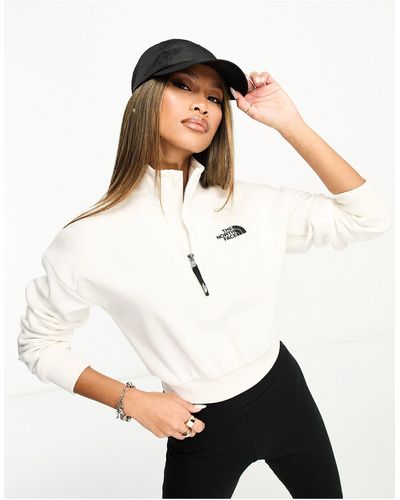 The North Face Cropped 1/4 Zip Sweatshirt - White