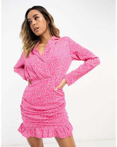 In The Style – gewickeltes hemdblusenkleid - Pink
