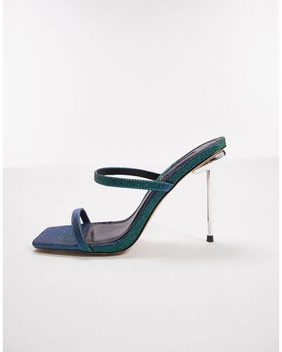 TOPSHOP Sophie - mules à talon et lanières - Bleu