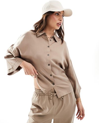 Object Soft Wide Sleeve Shirt Co-ord - Natural