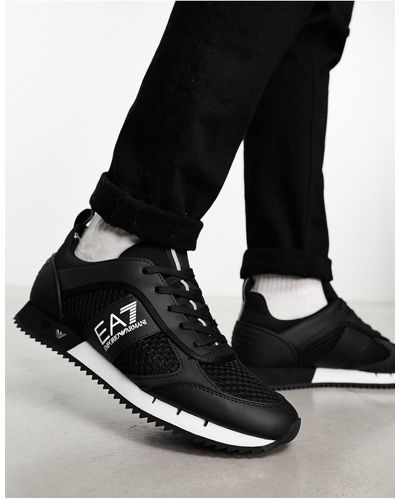 EA7 Sneakers Met Logo - Zwart