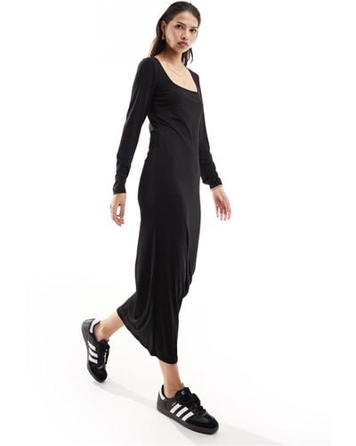 Vila Reversable Stretch Long Sleeved Maxi Dress - Black