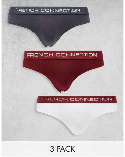French Connection Confezione da 3 slip color ferro, inchiostro e bordeaux - Grigio