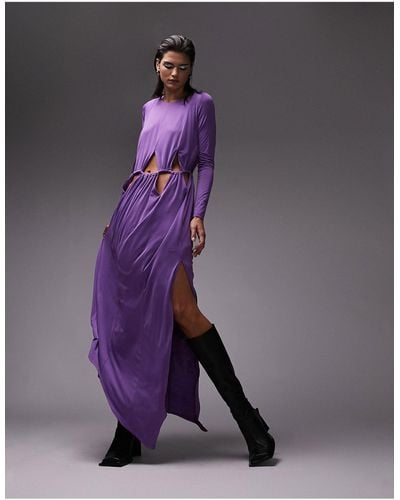 TOPSHOP Premium Limited Edition Asymmetric Cut Out Dress - Purple