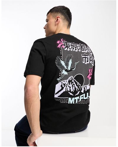River Island T-shirt Met Japanse Print - Zwart