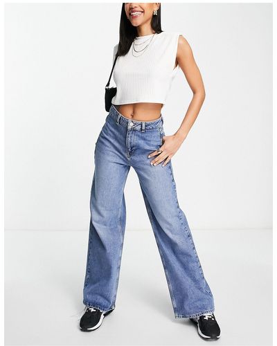 SELECTED Femme Masly Cotton Clean Front Wide Leg Jeans - Blue