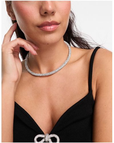 ASOS Torque Necklace With All Over Crystal - Black
