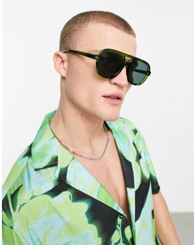 ASOS Navigator Sunglasses With Smoke Lens - Green