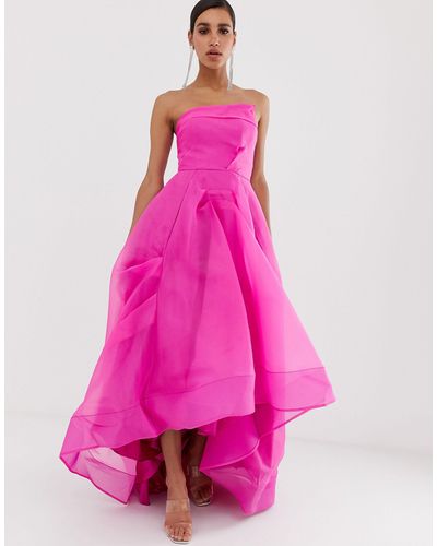 Bariano Full Maxi Dress With Organza Bust Detail - Pink