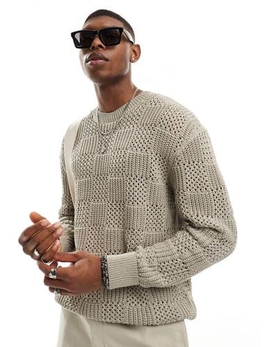 Pull&Bear Textured Knitted Jumper - Grey