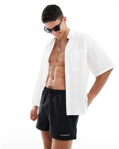 Gym King Linear Swim Shorts - White