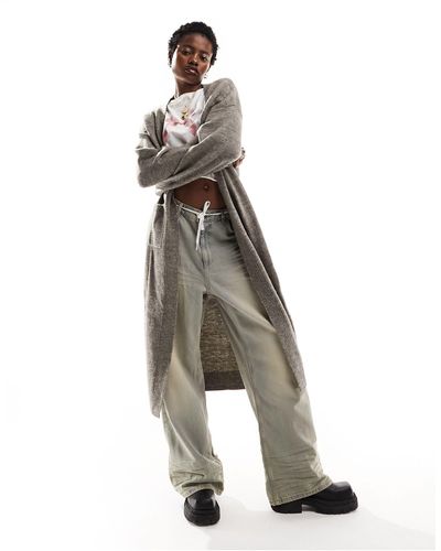 Monki Knitted Longline Cardigan - Grey