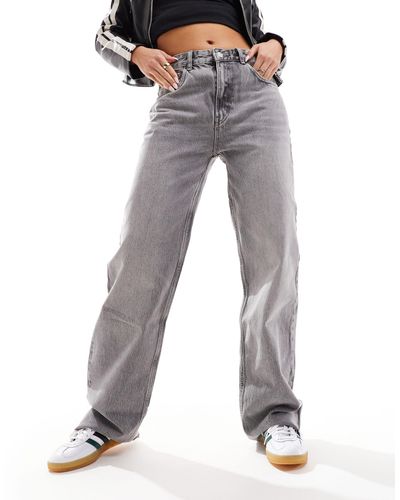 Pull&Bear Comfort Straight Leg High Rise Jeans - Gray