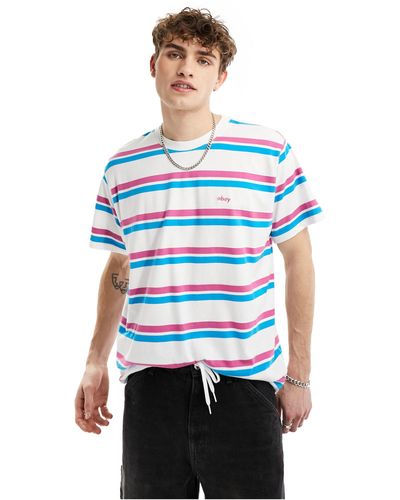 Obey Stripe Short Sleeve T-shirt - White