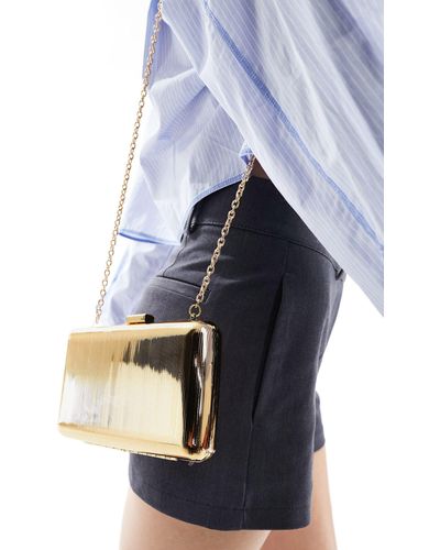 ASOS Metal Textured Box Clutch Bag - Blue