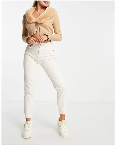 Pull&Bear – schlichte mom-jeans - Weiß