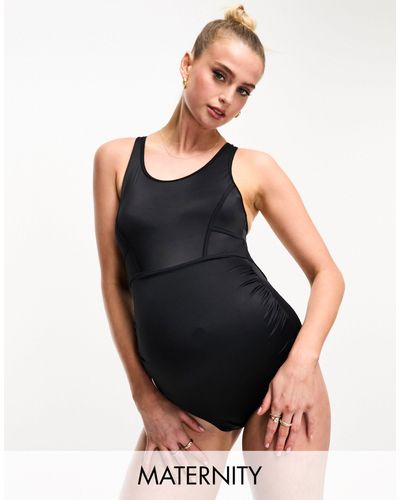 ASOS 4505 Maternity Active Swimsuit With Open Back Detail - Black