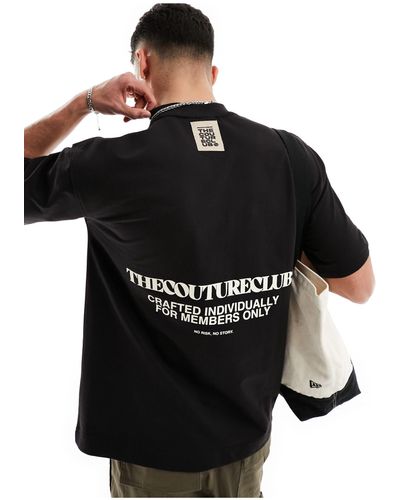 The Couture Club T-shirt pesante nera con grafica sul retro - Nero