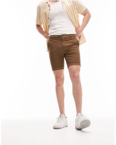 TOPMAN Pantalones cortos chinos marrones - Blanco