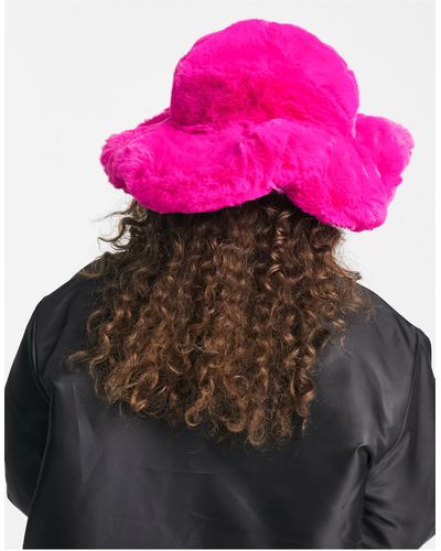 Jayley Y2k Faux Fur Bucket Hat - Pink