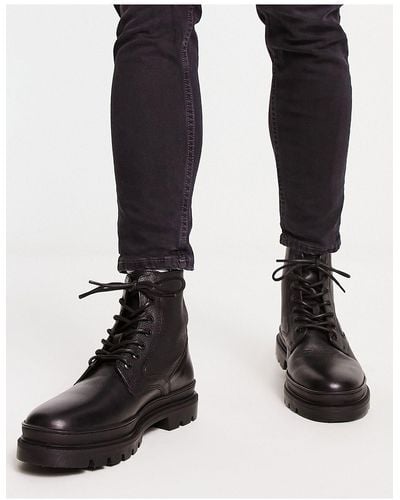 Red Tape Chunky Sole Lace Up Boots - Black