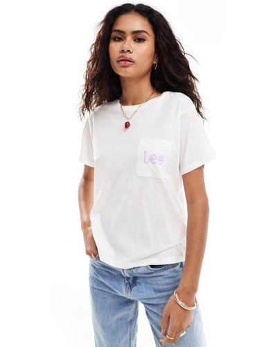 Lee Jeans T-shirt écru con logo sulla tasca - Bianco