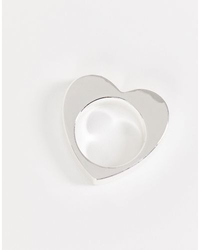 ASOS Metalen Hartvormige Ring - Wit