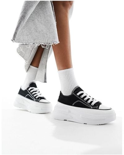 London Rebel Canvas Lace Up Trainers - White