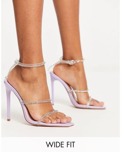 SIMMI Simmi London Wide Fit Emersyn Barely There Diamante Strap Sandals - Natural