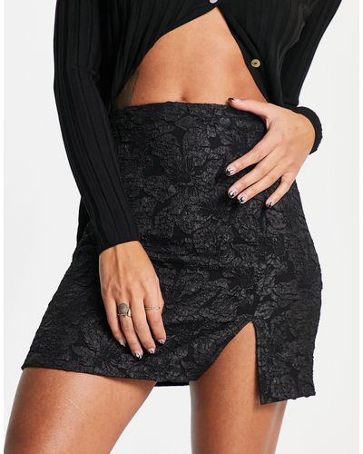 Monki Minifalda negra con diseño - Negro
