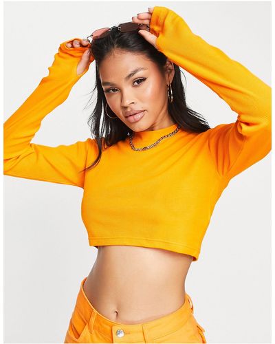 The Couture Club High Neck Ribbed Top - Orange