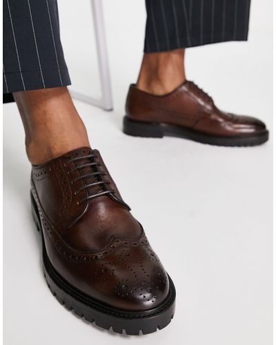 Walk London James - chaussures richelieu à semelle chunky en cuir - Noir