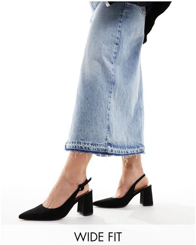 ASOS Sutton - scarpe con tacco largo medio nere con cinturino posteriore a pianta larga - Blu