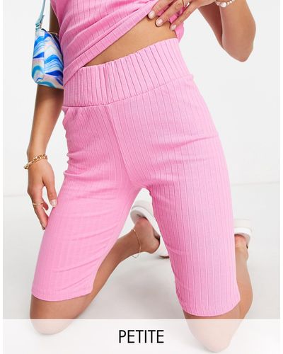 Noisy May – gerippte legging-shorts - Pink